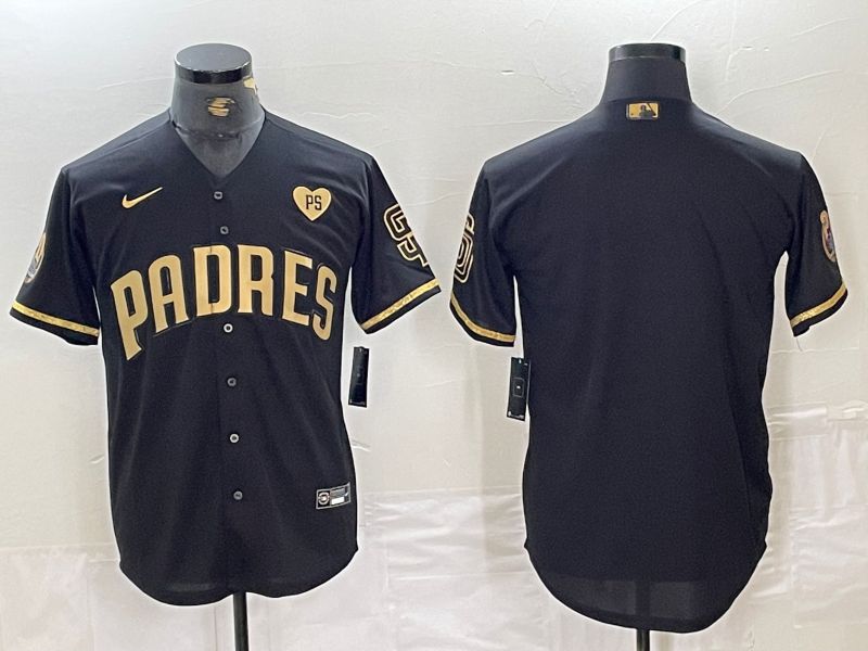 Men San Diego Padres Blank Black gold 5 th generation Nike 2024 MLB Jersey style 1